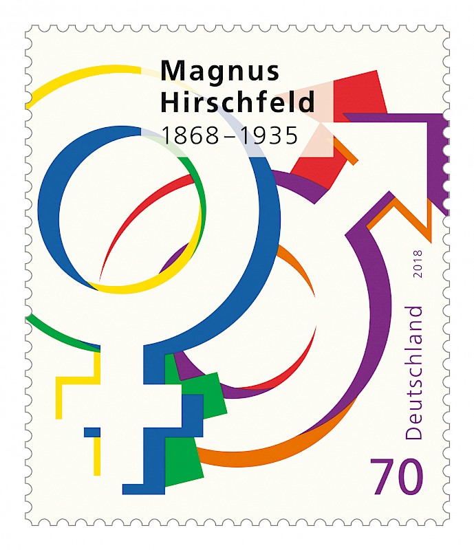 Sondermarke Hirschfeld | Sonderbriefmarke Magnus Hirschfeld. Gestaltung: Andrea Voss-Acker, Wuppertal. (c) BMF