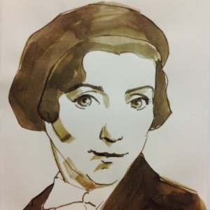 Eva Siewert, in einer Zeichnung von Martina Minette Dreier